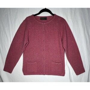 VTG Blarney Woollen Mills Women’s Red Lambswool Button Down Sweater Size S